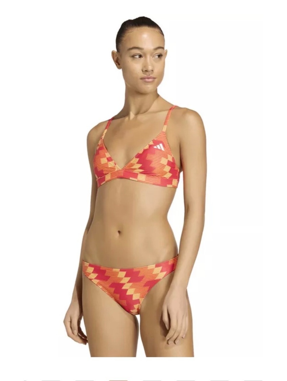 Adidas FB AOP Triangle Bikini Set NWT Size 10 Bright Orange Red Swimwear